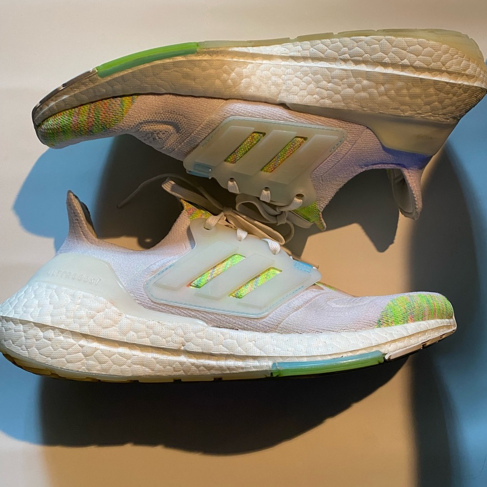 Adidas White and Green Running Shoes